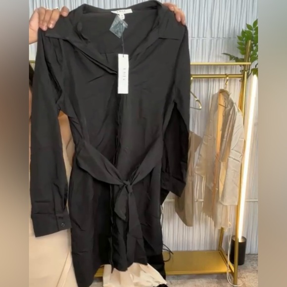 LBLC The Label Amara tie NWT
front collared button down dress black  Size Medium - Picture 5 of 6